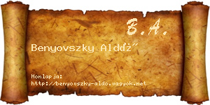 Benyovszky Aldó névjegykártya